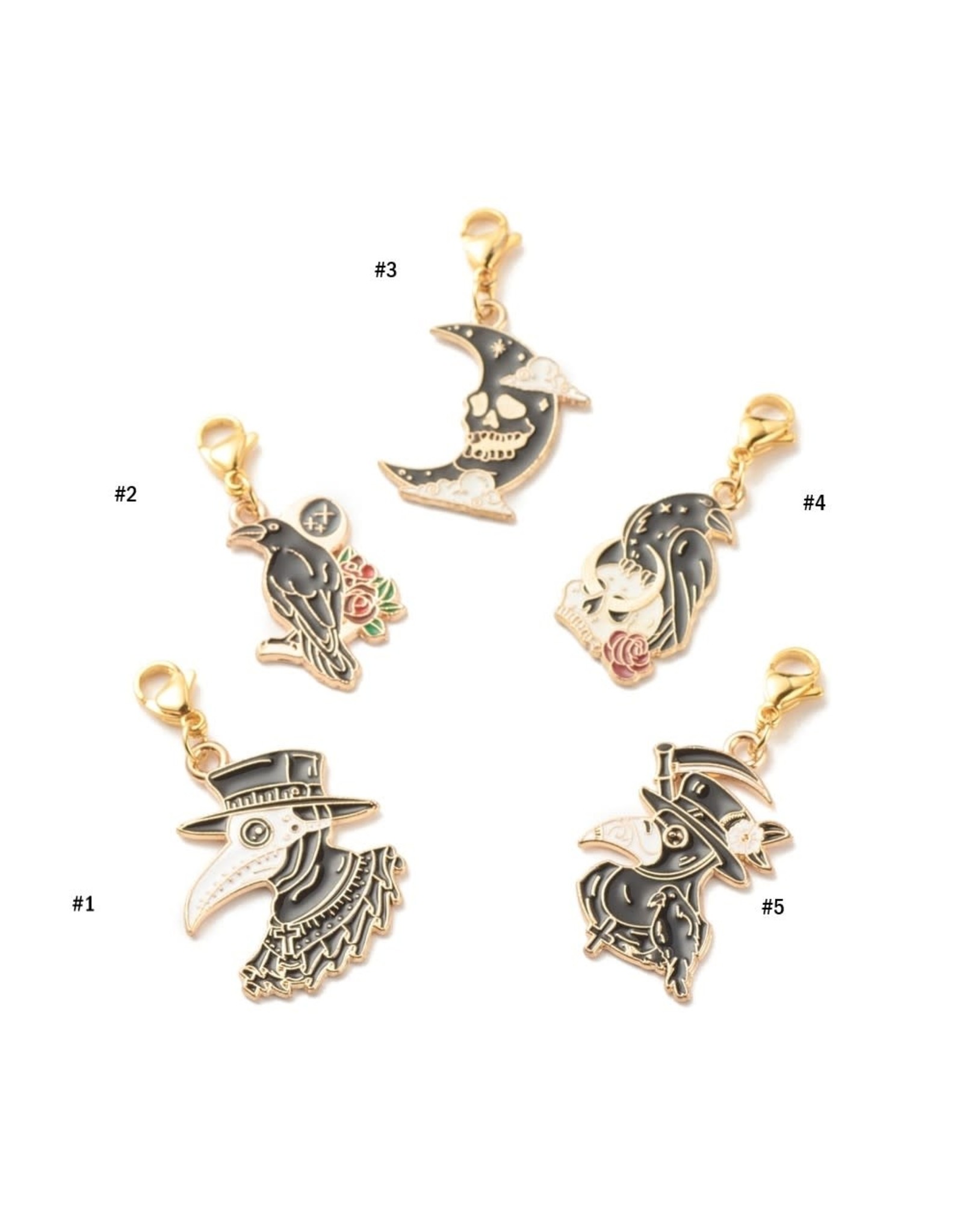 Goth Style Charm 38-44mm with Gold Stainless Lobster x1