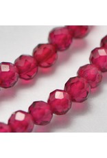 Synthetic Ruby Faceted 3.5mm 15” Strand  apprx  100 beads