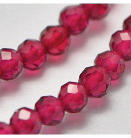 Synthetic Ruby Faceted 3.5mm 15” Strand  apprx  100 beads