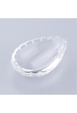 Drop Convex  Pleated Edge Clear Glass   33x23mm  x1