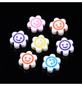 10mm Acrylic Flower, Hole 2mm  Random Assorted Colours x100