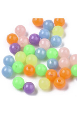 6mm Acrylic Round  Hole 1.5mm  Glow In The Dark Random Assorted Colours x250
