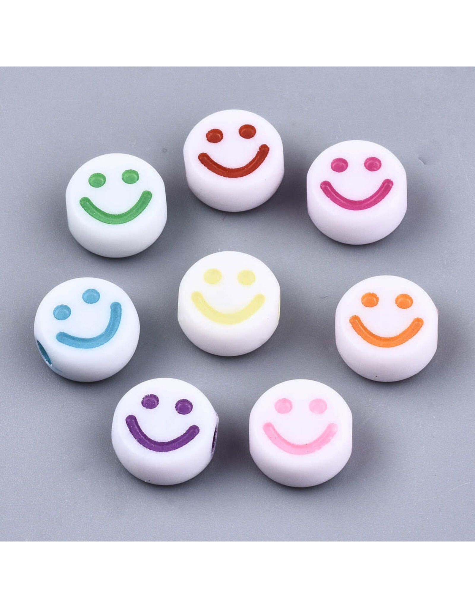 10mm Acrylic Happy Face Assorted Colours