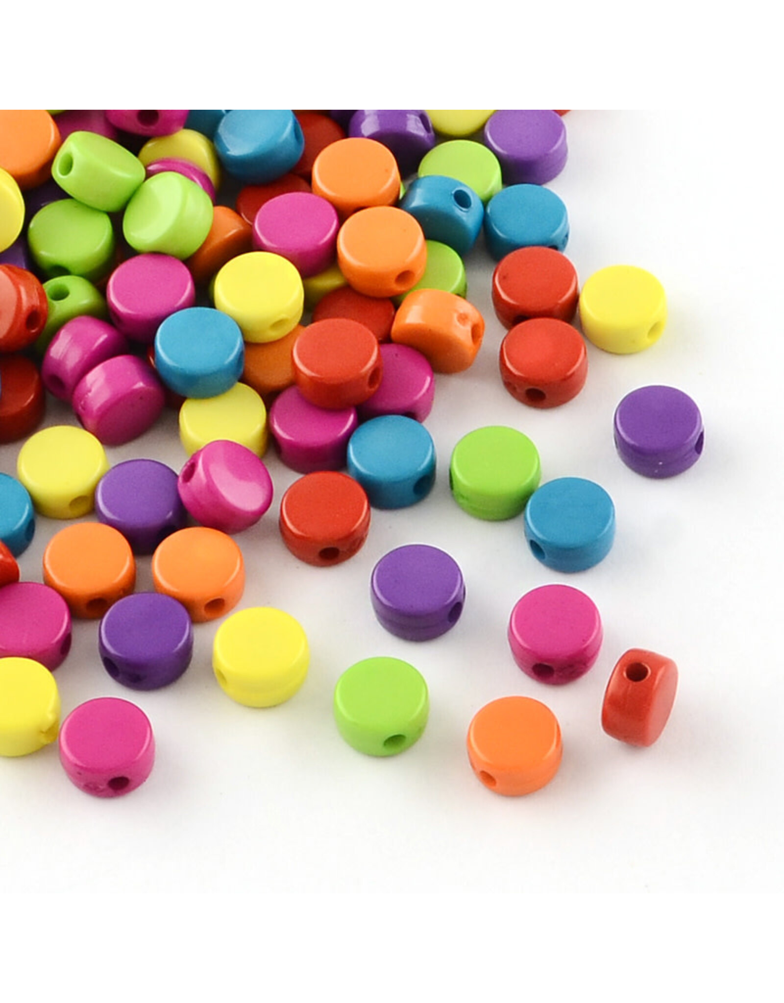 8mm Acrylic Flat Round Assorted Colours