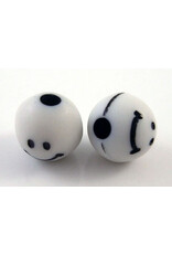 8mm Acrylic Round Happy  Face  Assorted Colours  x100