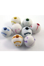 8mm Acrylic Round Happy  Face  Assorted Colours  x100