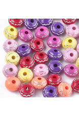 8x5mm Acrylic Rondelle with  Silver Details Hole 2mm  Random Assorted Colours x100