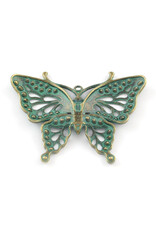 Butterfly  48x62mm  Antique Bronze Verdigris Green  x1 NF