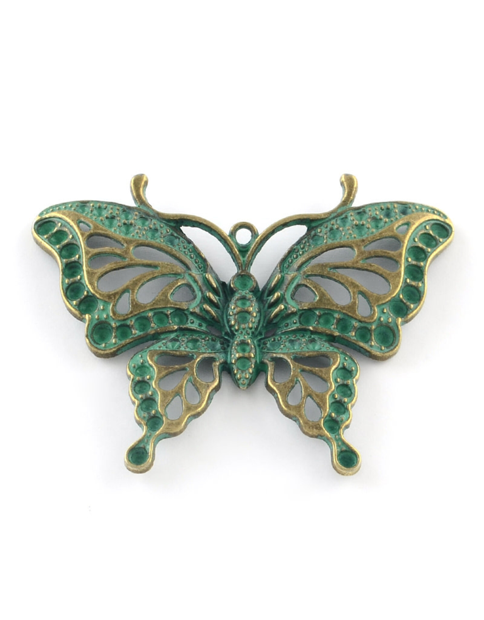 Butterfly  48x62mm  Antique Bronze Verdigris Green  x1 NF