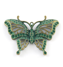 Butterfly  48x62mm  Antique Bronze Verdigris Green  x1 NF