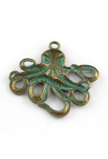 Octopus 56x58mm  Antique Bronze Verdigris Green  x1 NF