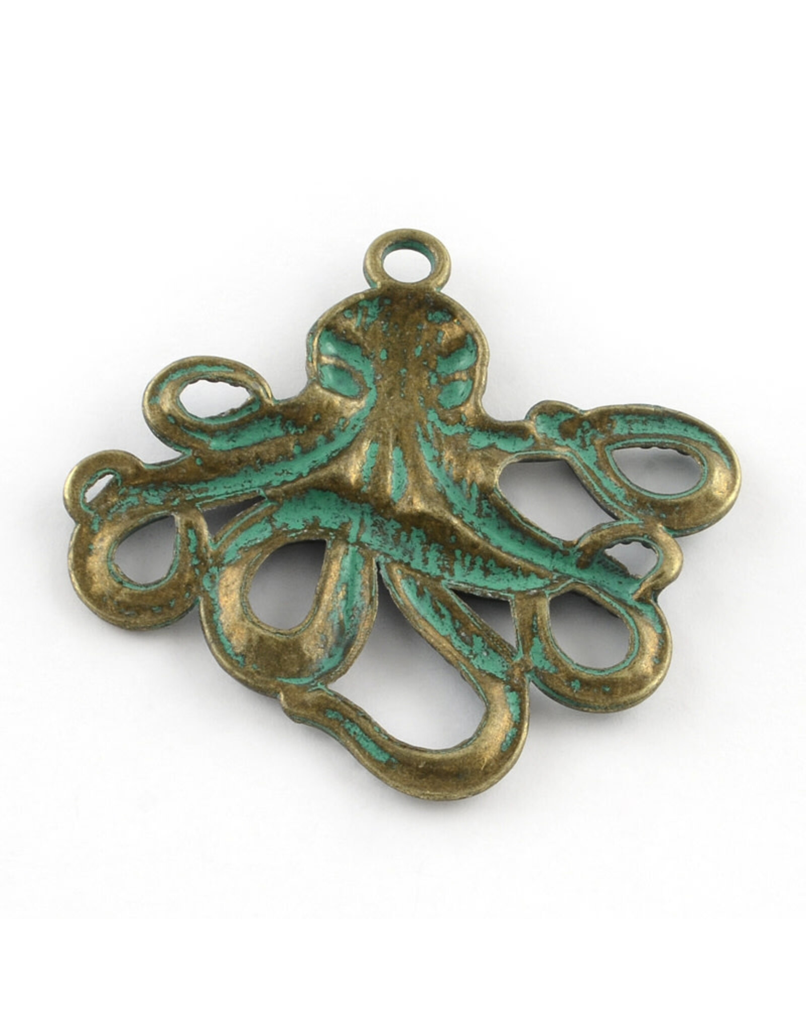 Octopus 56x58mm  Antique Bronze Verdigris Green  x1 NF