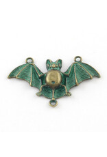 Bat  30x48mm  Antique Bronze Verdigris Green  x2