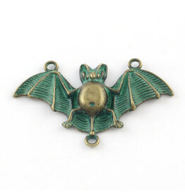 Bat  30x48mm  Antique Bronze Verdigris Green  x2