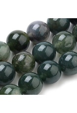 Moss Agate 8mm Green  15” Strand  apprx 46 beads