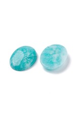 40x30x8mm  White Jade Oval  Blue Dyed  x1