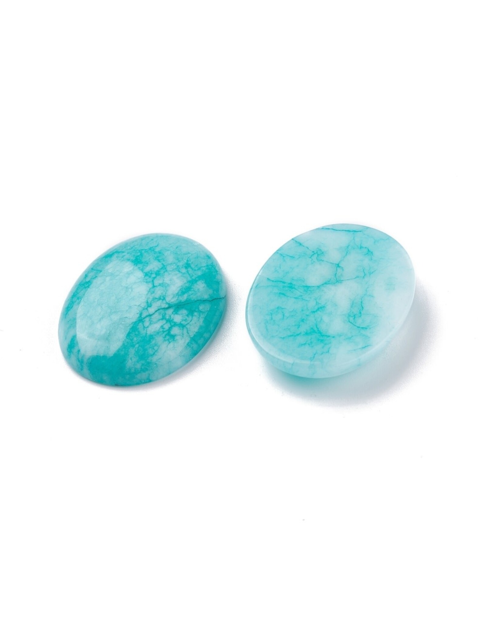 40x30x8mm  White Jade Oval  Blue Dyed  x1