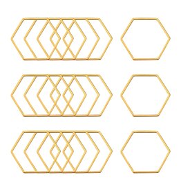 Hexagon Link  20x23mm Stainless Steel  Gold x6  NF