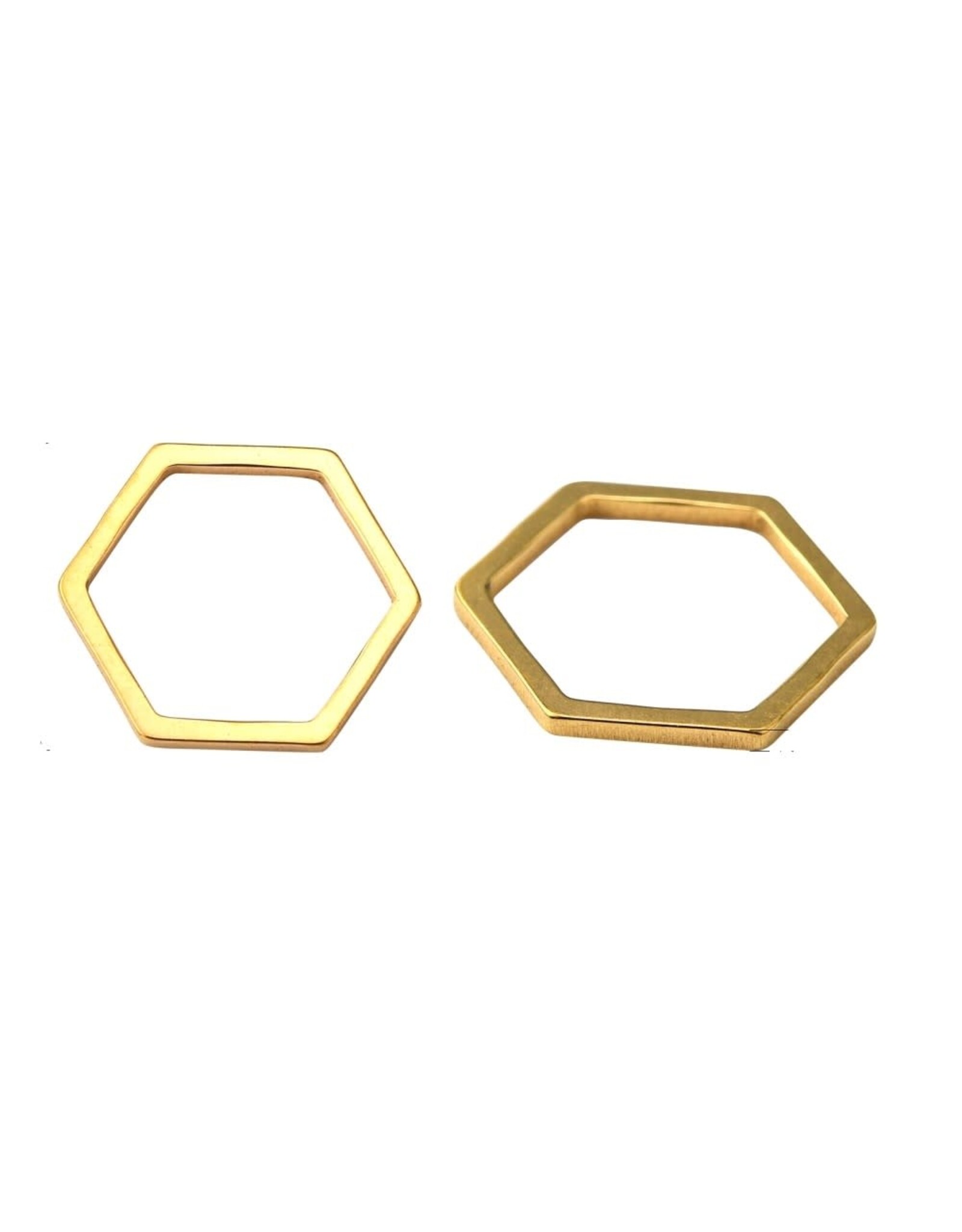 Hexagon Link  14x12mm Stainless Steel Gold x10  NF