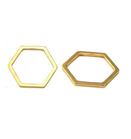 Hexagon Link  14x12mm Stainless Steel Gold x10  NF