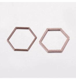 Hexagon Link  18x20mm  Alloy Antique Copper x10