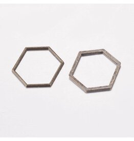 Hexagon Link  18x20mm  Alloy Antique Brass  x10