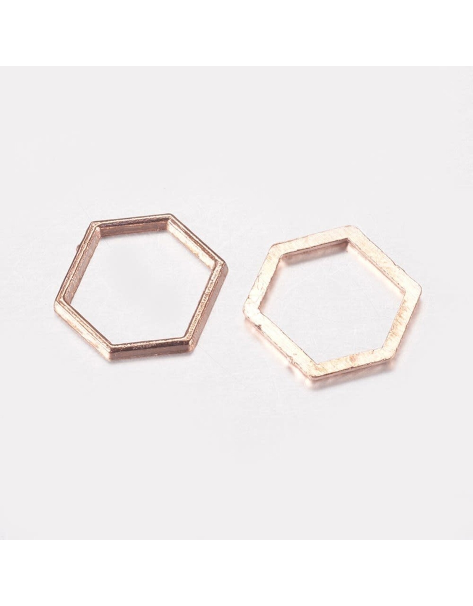 Hexagon Link  12x14mm  Alloy Rose Gold  x10
