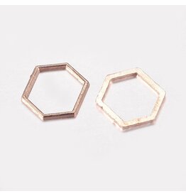 Hexagon Link  12x14mm  Alloy Rose Gold  x10