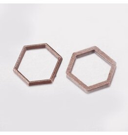Hexagon Link  12x14mm  Alloy Antique Copper x10
