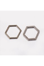 Hexagon Link  12x14mm  Alloy Antique Brass x10
