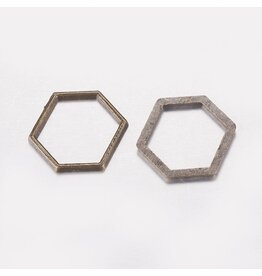 Hexagon Link  12x14mm  Alloy Antique Brass x10