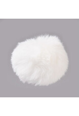 50mm  Faux Fur Ball  White  x1 Pair