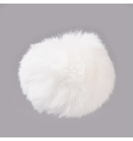 50mm  Faux Fur Ball  White  x1 Pair