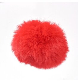 50mm  Faux Fur Ball Red  x1 Pair