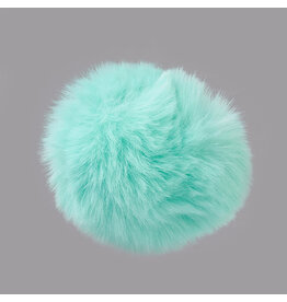 50mm  Faux Fur Ball  Turquoise  x1 Pair