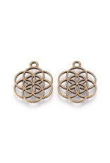 Flower of Life  25mm Antique Brass  x2  NF