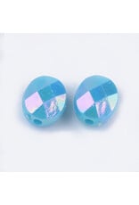 10x8mm Acrylic Faceted Oval  Random Assorted Colours x100