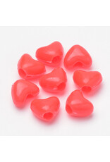 9mm Acrylic Heart Red x100