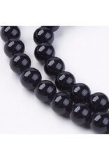 Onyx  8mm  Black  15” Strand  approx  x46 Beads