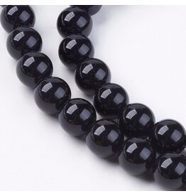 Onyx  8mm  Black  15” Strand  approx  x46 Beads