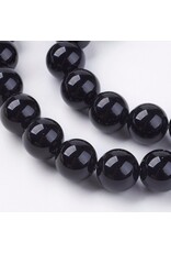 Onyx  10mm  Black  15” Strand  approx  x35 Beads