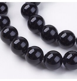 Onyx  10mm  Black  15” Strand  approx  x35 Beads