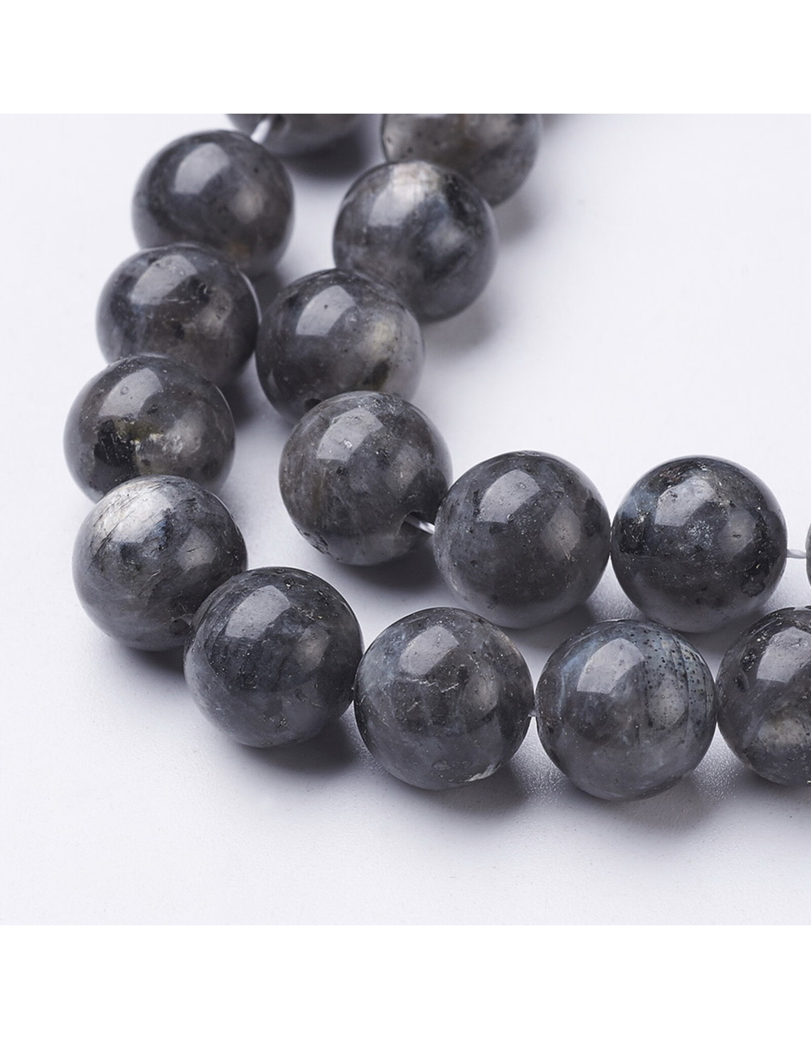 Labradorite  10mm Black/Grey  15” Strand  Approx  x36