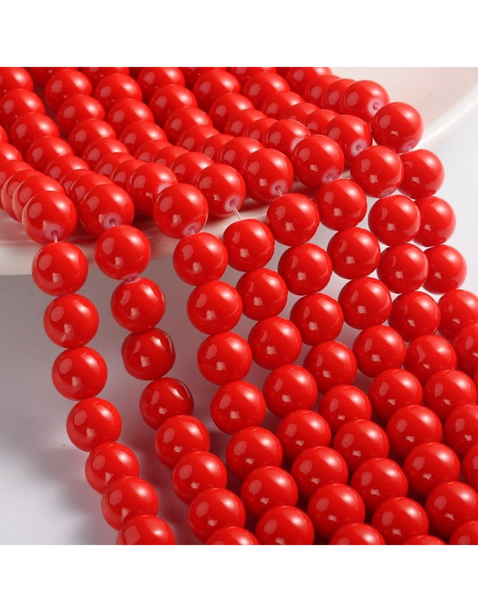10mm Round   Opaque Red  x40