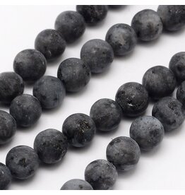 Labradorite Matte 4mm Black Grey  15” Strand  apprx 90 beads