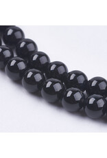 Onyx  4mm  Black  15” Strand  approx  x90 Beads