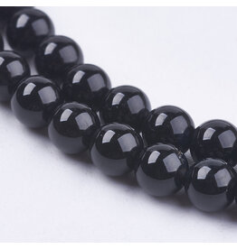 Onyx  4mm  Black  15” Strand  approx  x90 Beads