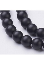Onyx  12mm  Black Matte  15” Strand  approx  x30 Beads