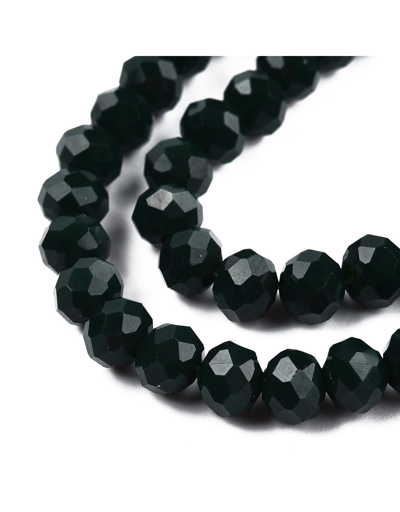 3.5x3mm Rondelle Opaque Dark Green x130 - Strung Out On Beads