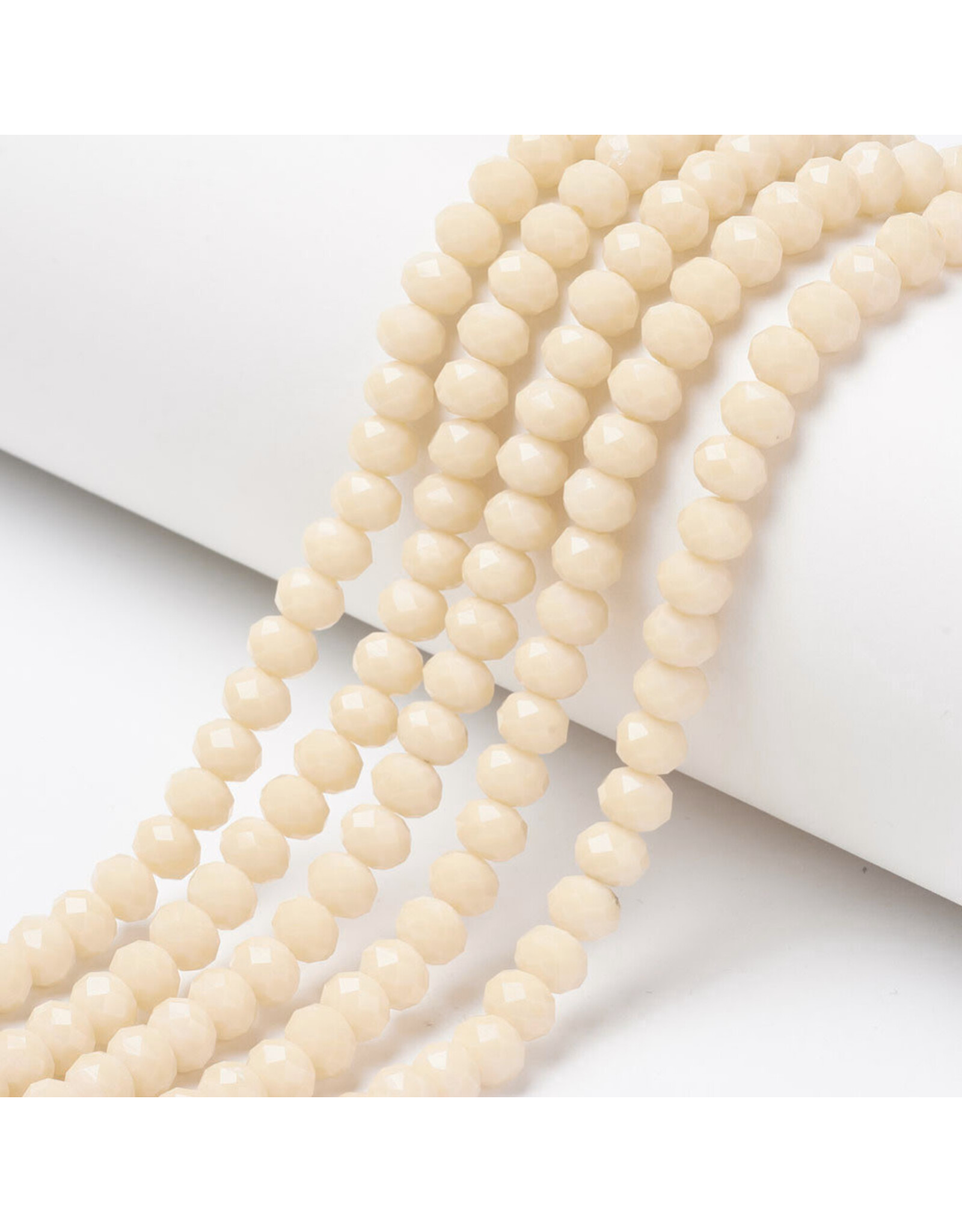 3.5x3mm Rondelle Opaque Antique White x100